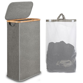 iEGrow 65L slim laundry hamper with lid ideal for small spaces and odor control.