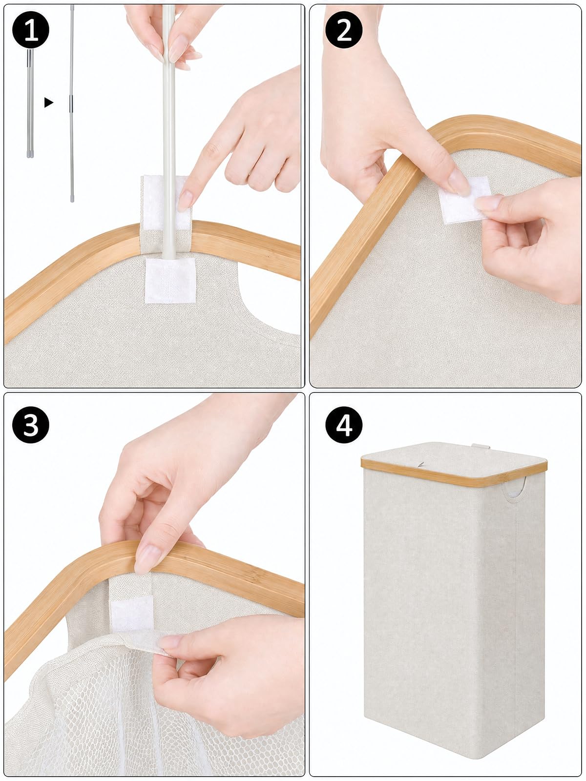 Smooth bamboo handle on the iEGrow basket offers comfortable, rust-free carrying.