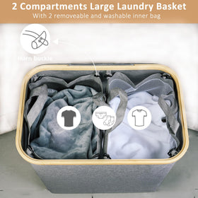 iEGrow bamboo handles on laundry hamper for comfortable carrying