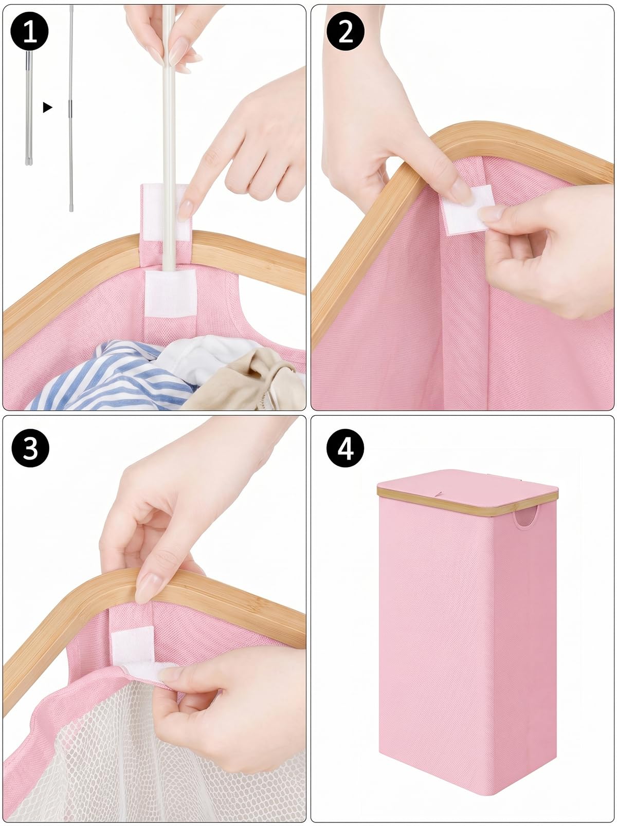 iEGrow collapsible laundry basket folds flat for compact storage