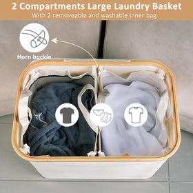 Folded iEGrow laundry hamper showcases collapsible, space-saving design.