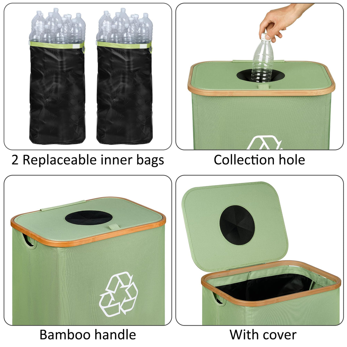 iegrow foldable indoor recycling bin for compact storage when not in use