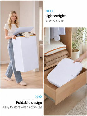 iEGrow freestanding laundry basket stays upright during use
