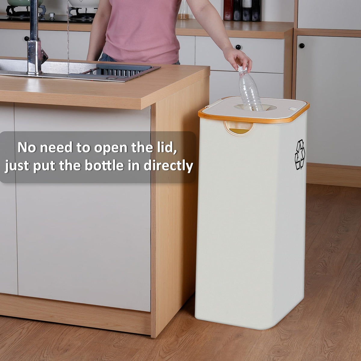 iEGrow large capacity 110L bin stores bottles before emptying.