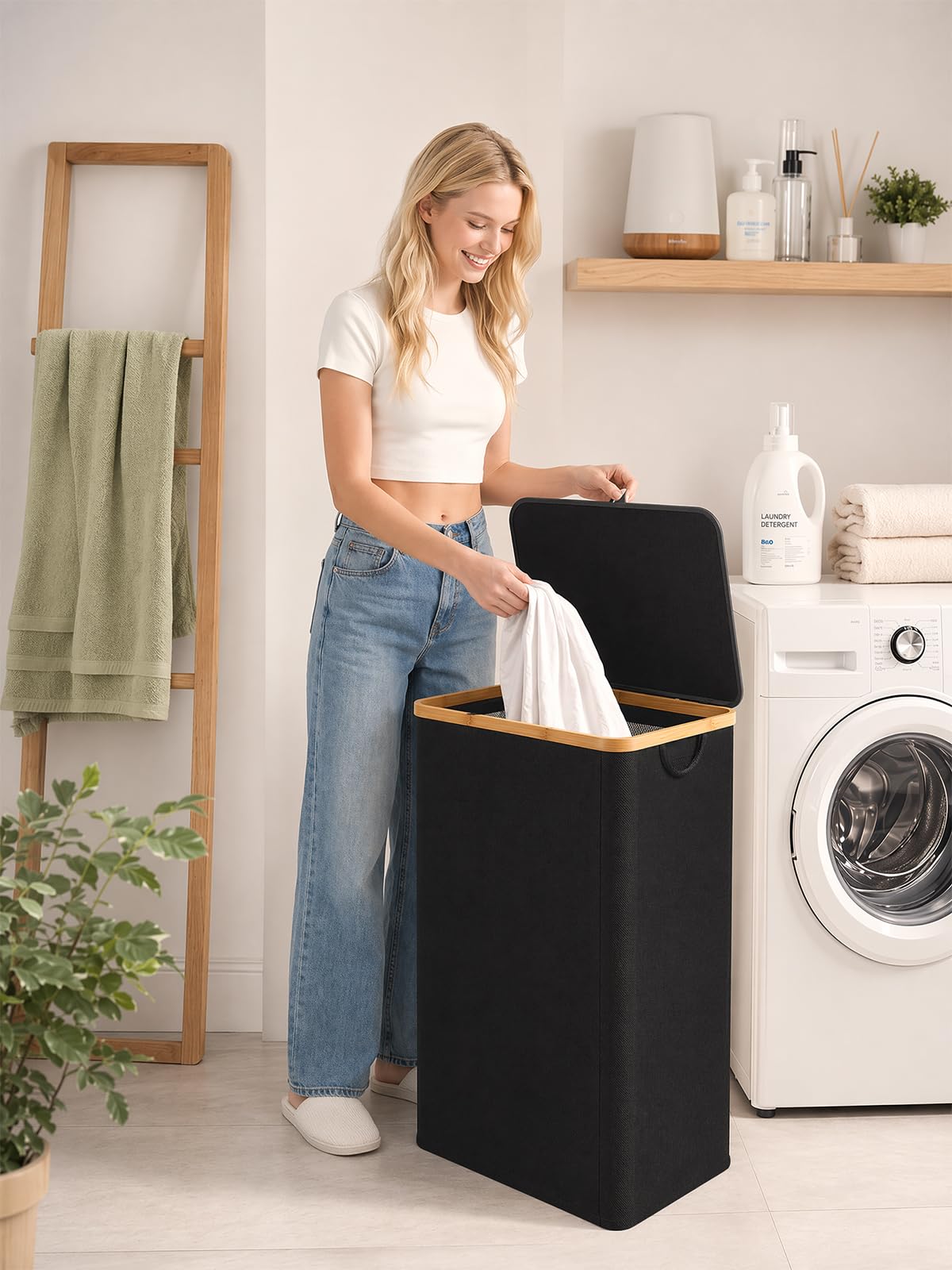 iEGrow large capacity 29 gallon hamper fits multiple loads of laundry.