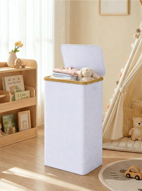 iEGrow laundry basket with bamboo handles offers a comfortable grip for stairs