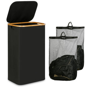 iEGrow laundry hamper with lid showing generous 110L capacity for family laundry