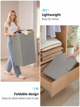 iEGrow laundry hamper removable inner bag eases sorting and machine washable cleanup.