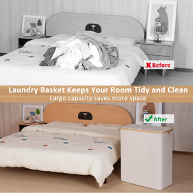 Lid design of iEGrow hamper helps contain odors during laundry days.