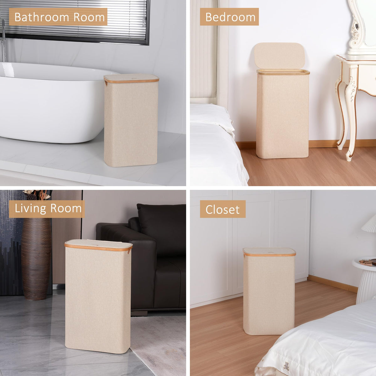 Dorm room organization with iEGrow slim hamper in narrow spaces.