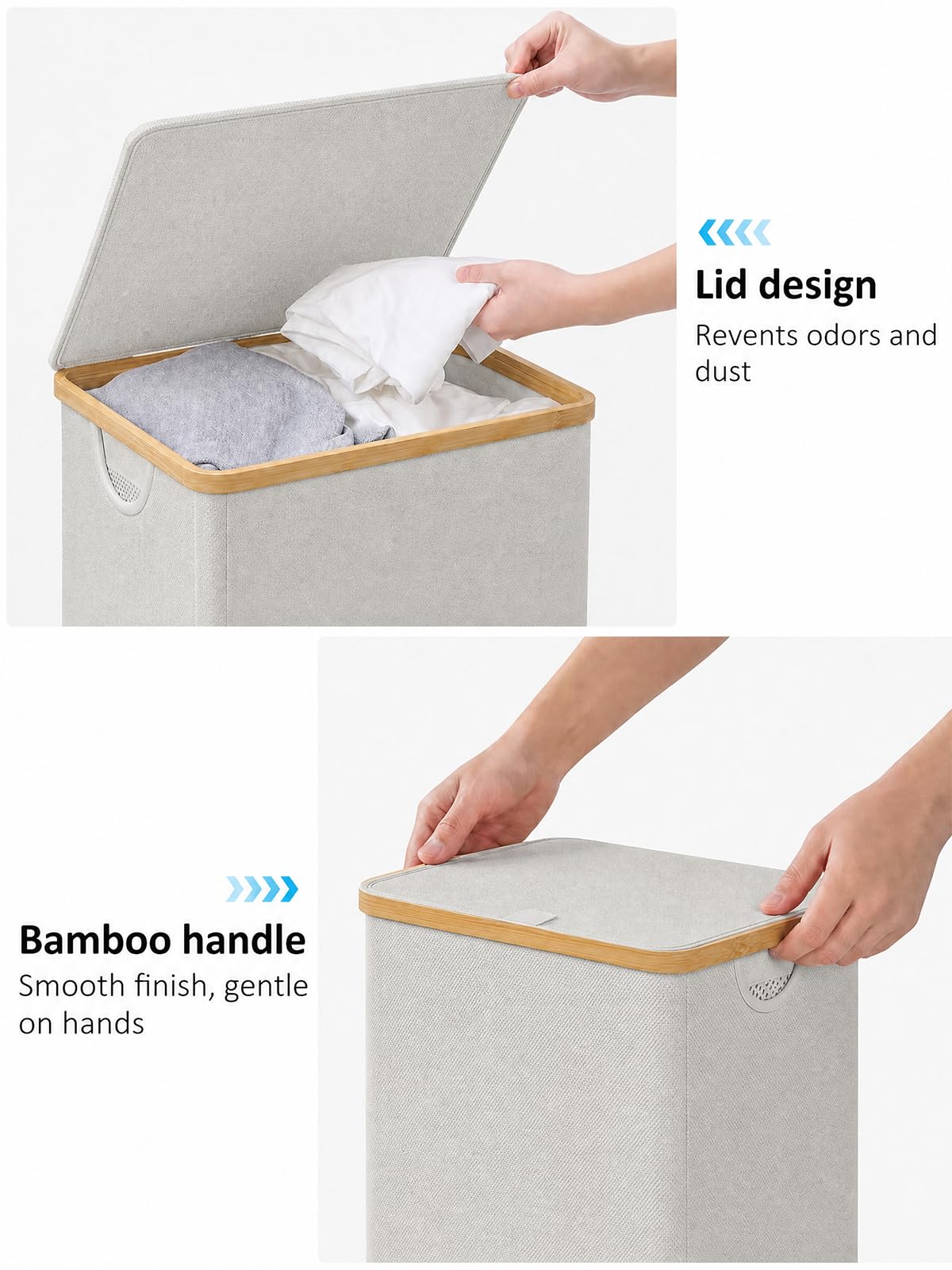 Removable inner bag on iEGrow basket for easy sorting and washing.