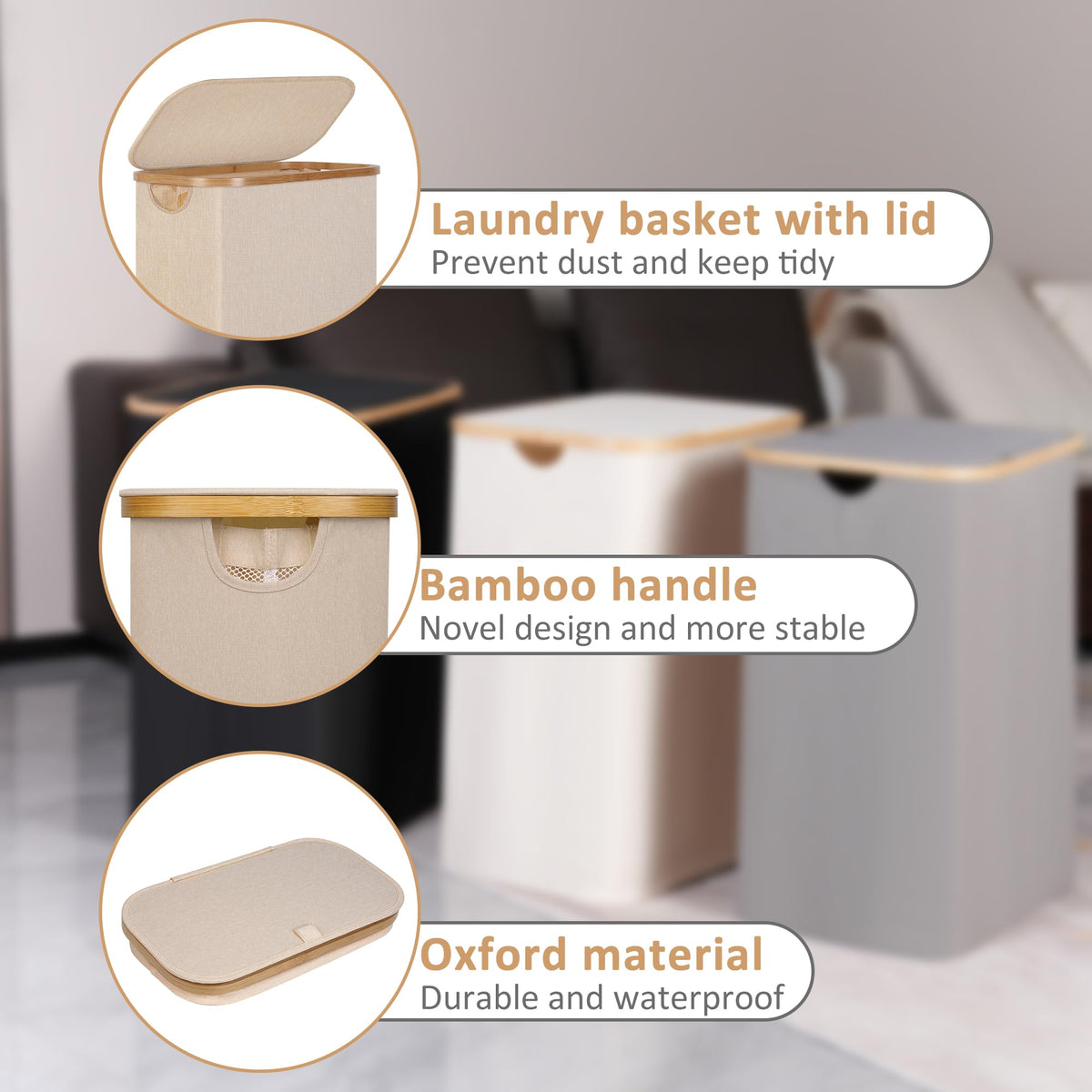 iEGrow thick linen fabric with bamboo handles, durable and lightweight.