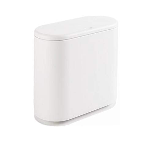 IEEK 12L rectangular trash can with press-top lid for bathroom and kitchen waste