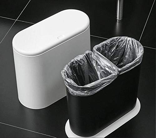 IEEK white trash can with press-top lid, one-handed operation