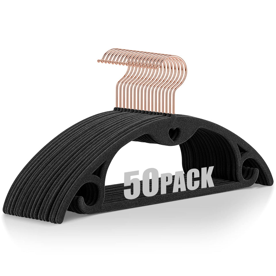 IEOKE velvet hangers with slim design for space-saving closet organization.