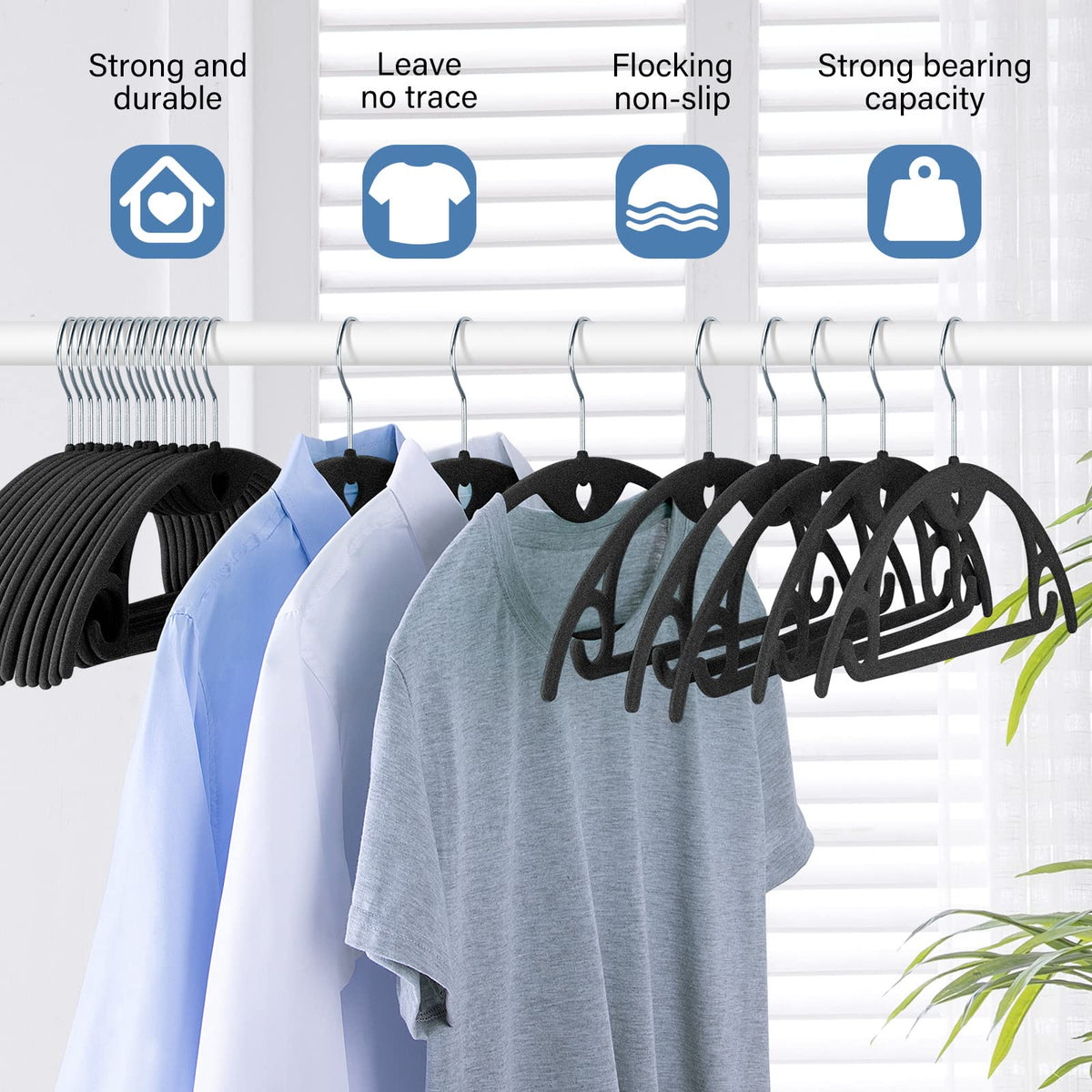 IEOKE Velvet Hangers slim profile saves closet space and organizes garments