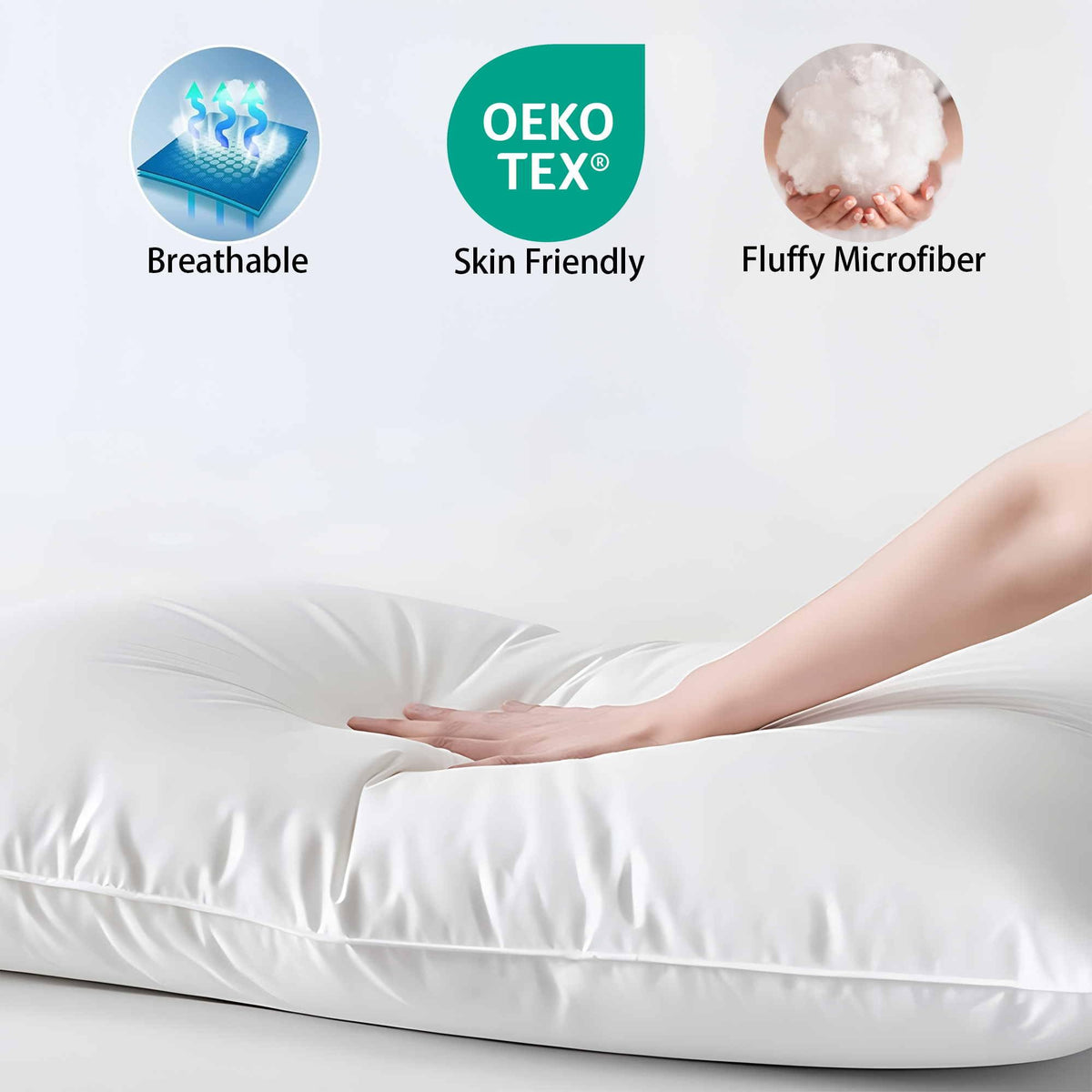 iFaon pillow care image demonstrates machine-washable convenience