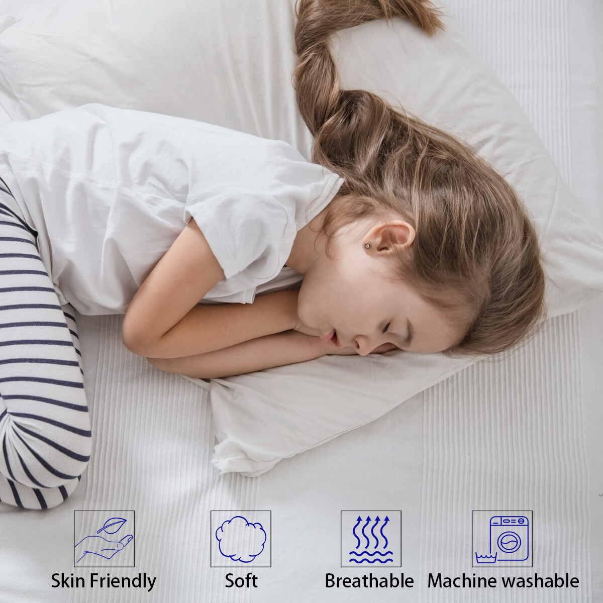 iFaon two-pack pillow set close-up shows soft, odorless down-alternative filling
