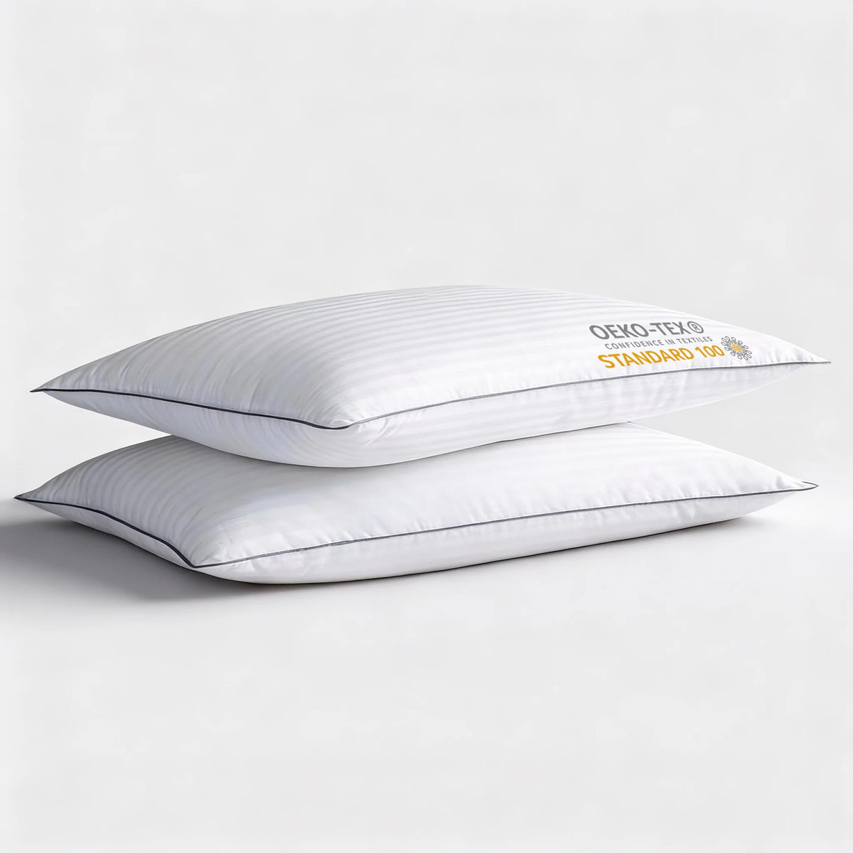 ifaon ultra-thin flat pillow with striped cover supports natural neck alignment for stomach sleepers