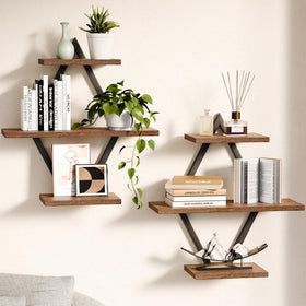 iFaveorr floating shelves 2-pack with tapered iron frame enhances wall decor