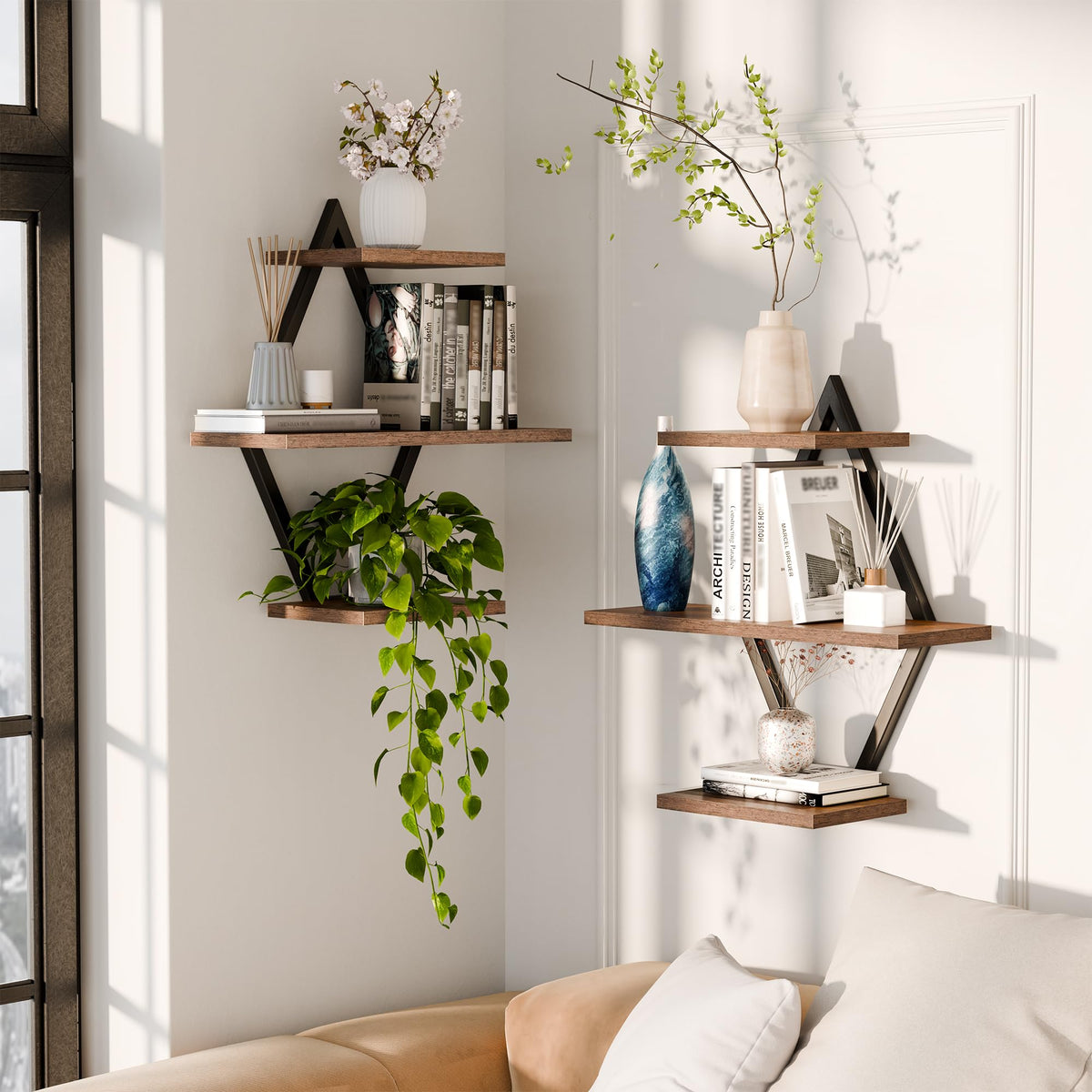 iFaveorr sturdy metal frame shelves support books, plants, and decor