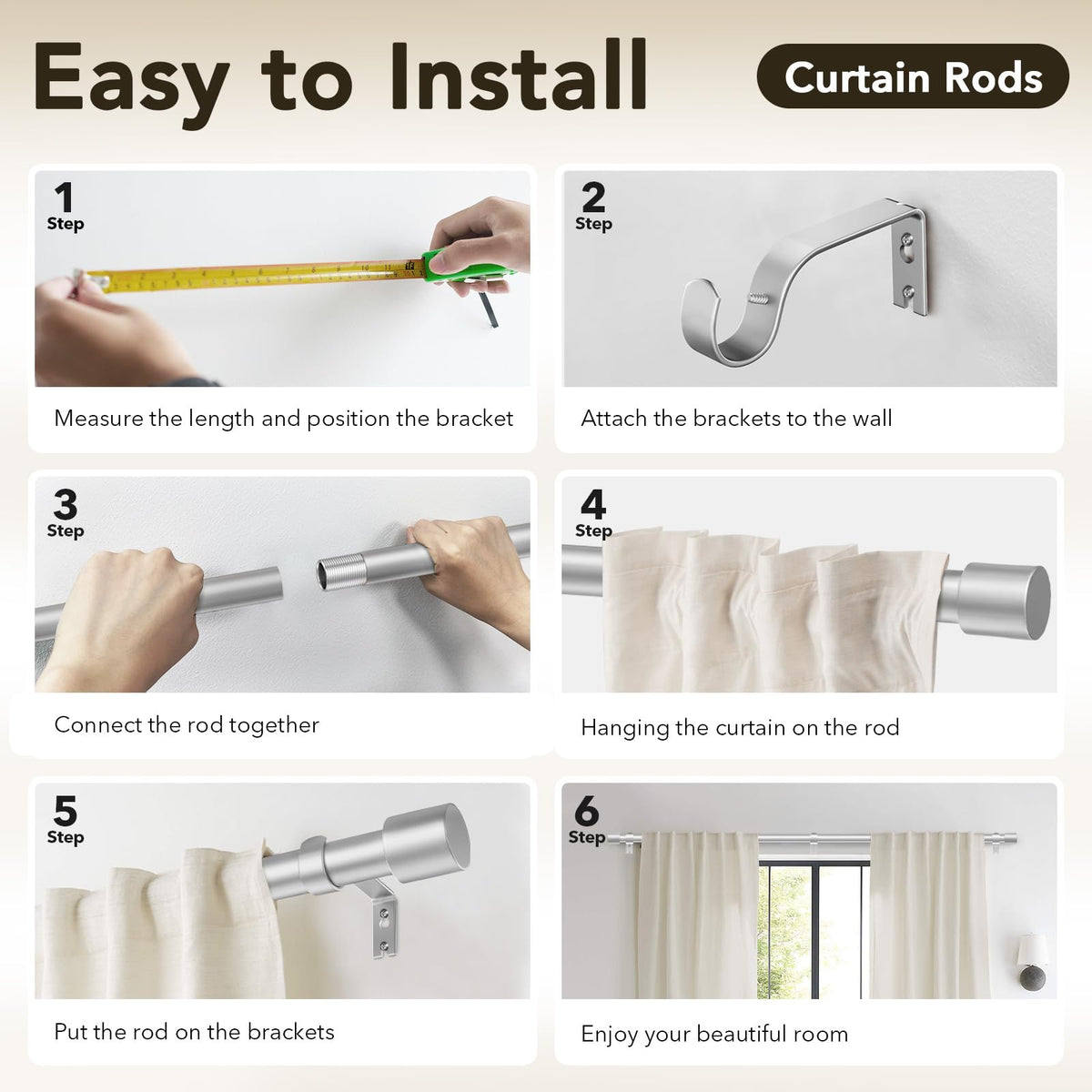 IFELS silver curtain rod suited for modern kitchen and living spaces.