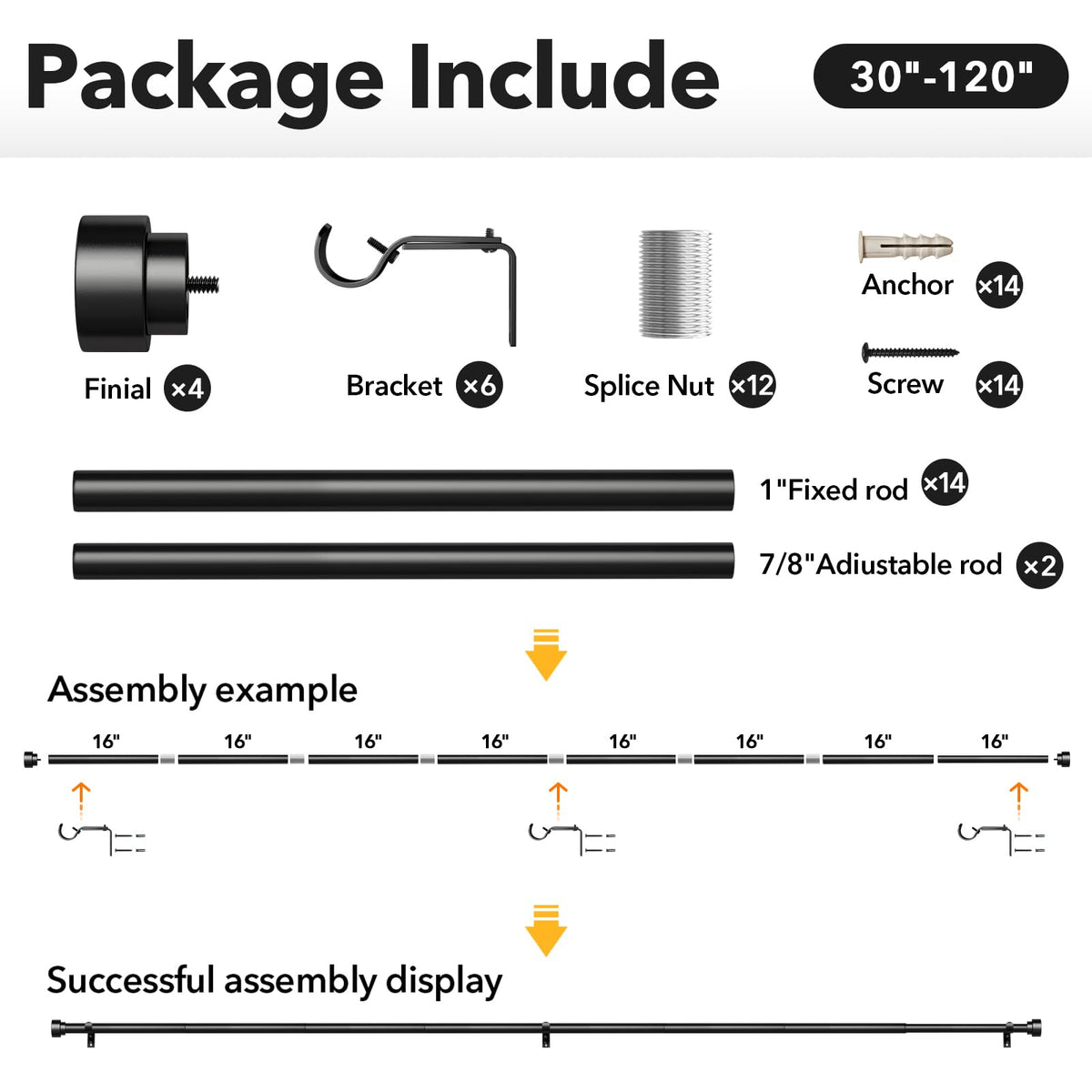 IFELS 66-120 inch length range fits many window sizes