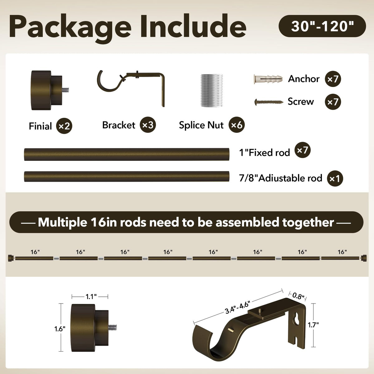 IFELS curtain rod showing 50lb weight capacity