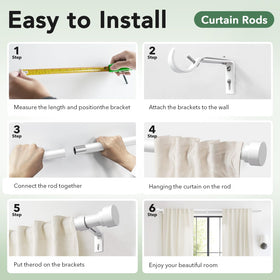 IFELS curtain rod shown with multiple curtain types like sheer and blackout