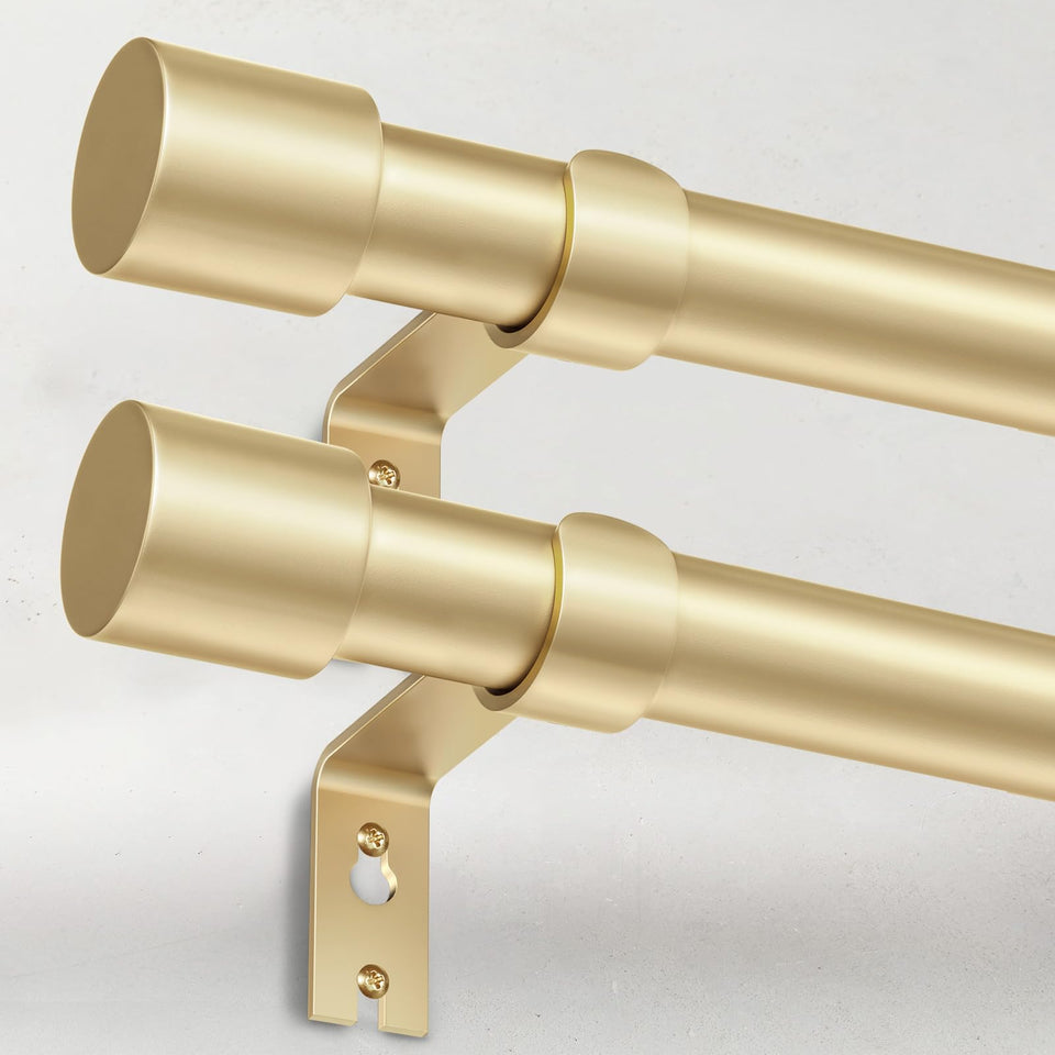 IFELS gold curtain rod end-cap close-up showing a modern, durable finish.