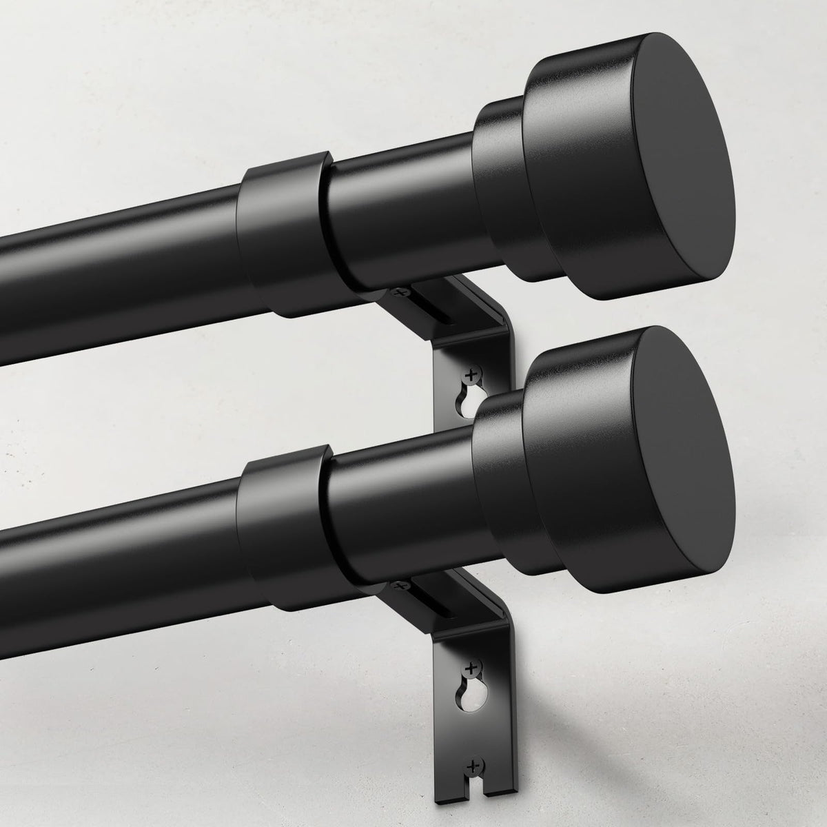 IFELS heavy-duty curtain rod 2-pack in black for 48–84 inch windows supports up to 50 lb