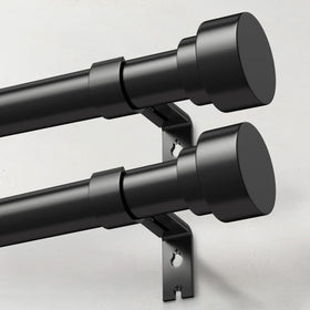 IFELS heavy-duty curtain rod 2-pack in black for 48–84 inch windows supports up to 50 lb