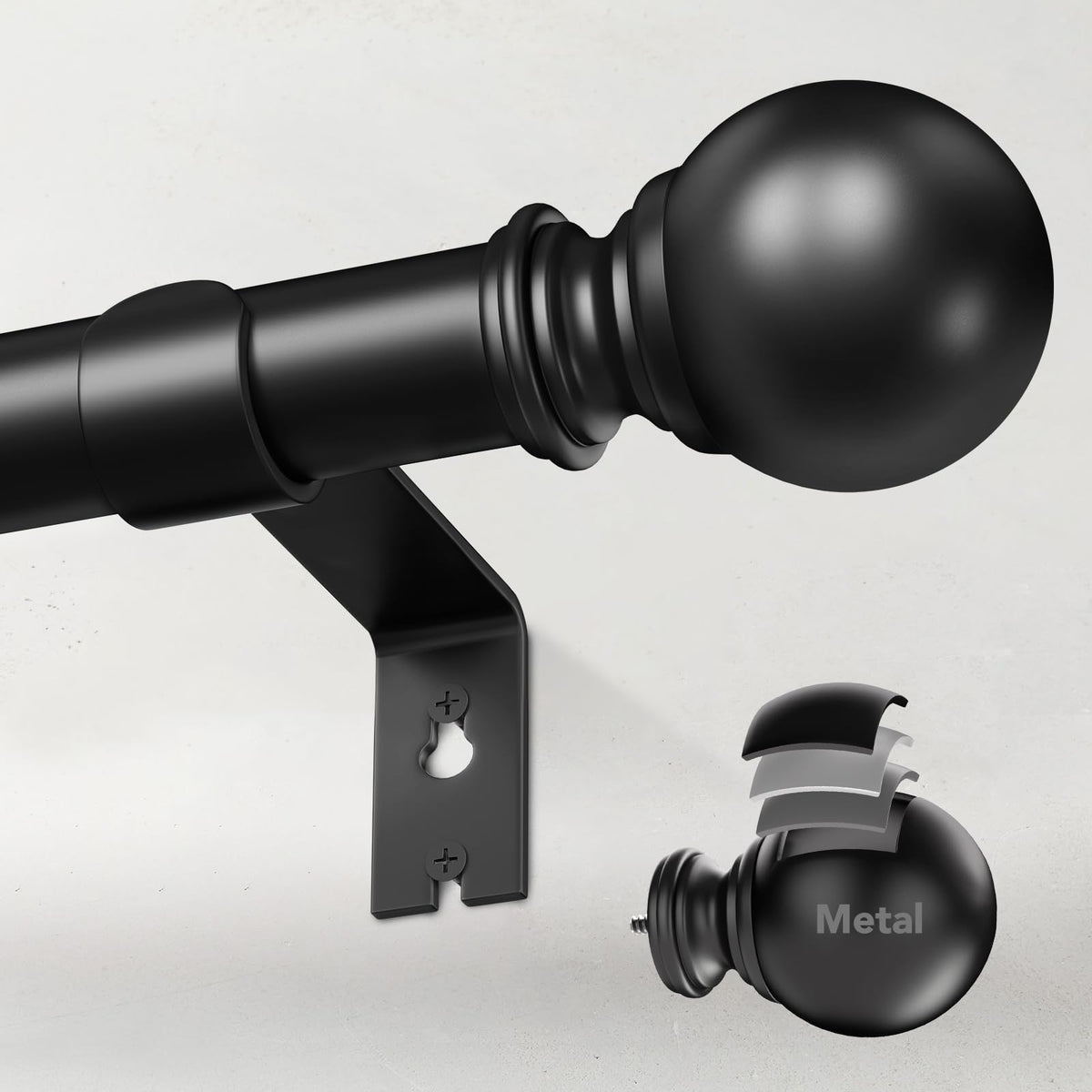IFELS heavy-duty curtain rod main bar for 32-120 inch drapes in sturdy metal finish.
