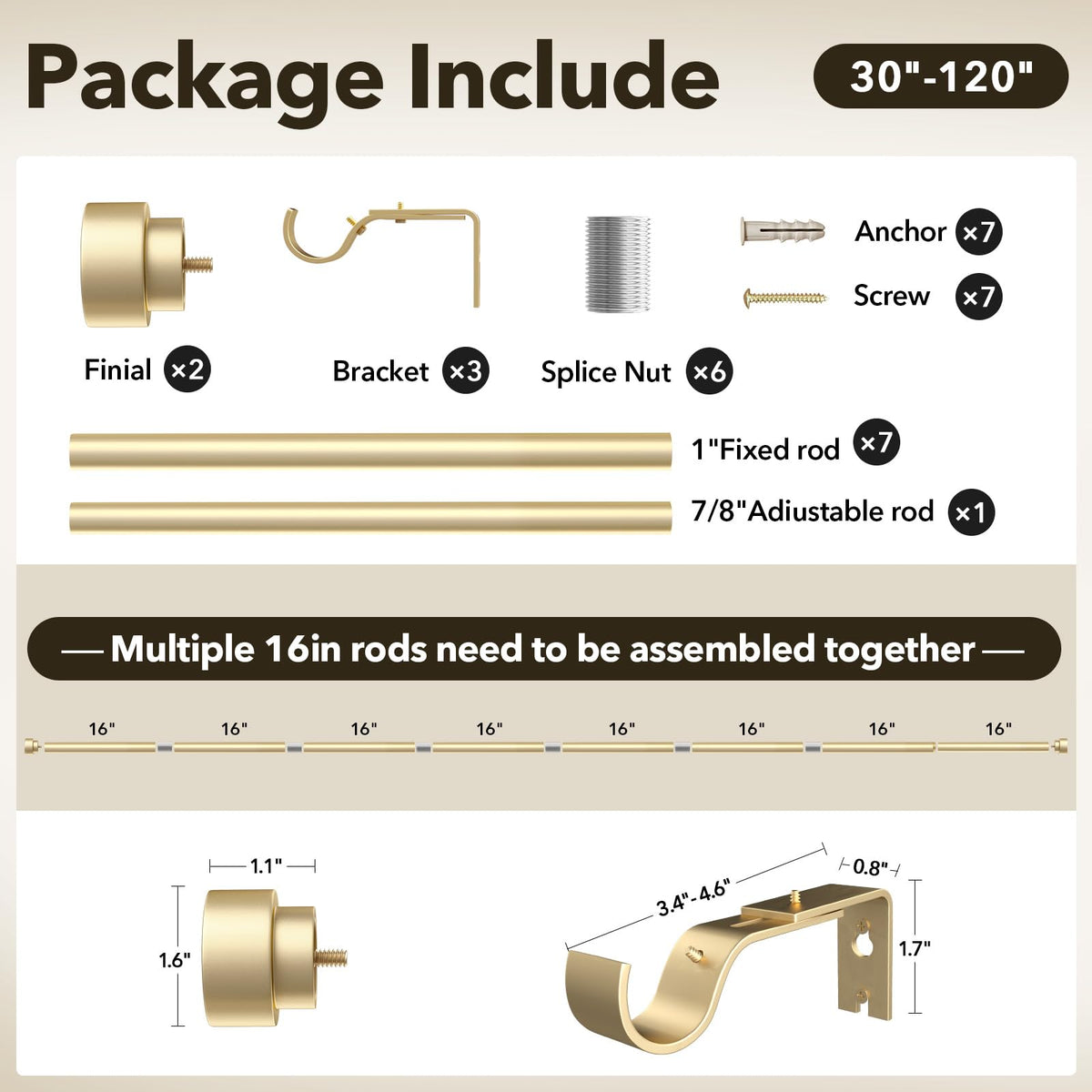 IFELS living room setup with gold rod enhances decor and light control.