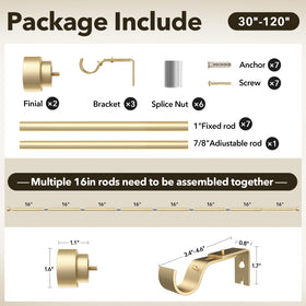 IFELS living room setup with gold rod enhances decor and light control.