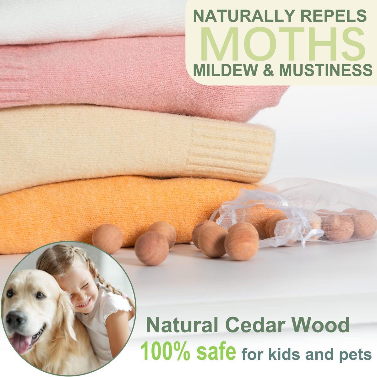 ifeolo natural cedar ball pack used with sweaters to refresh fabrics naturally