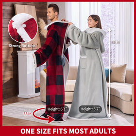 IFNOW Sherpa wearable blanket with sleeves in bed, ideal for late-night relaxation