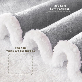 IFNOW Sherpa wearable blanket with sleeves being worn, hands free while reading