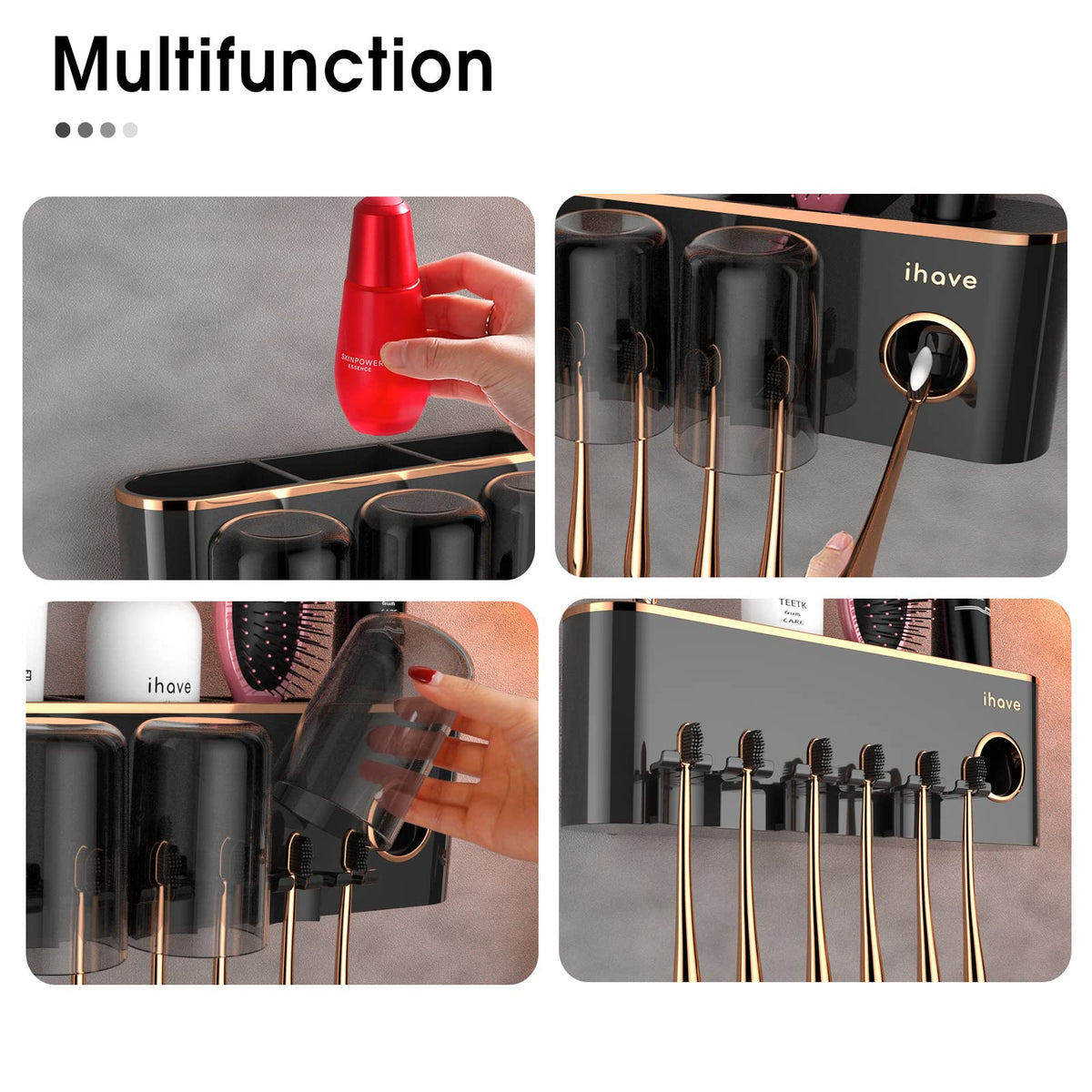 iHave large-capacity holder keeps toothpaste, brushes, and razors organized