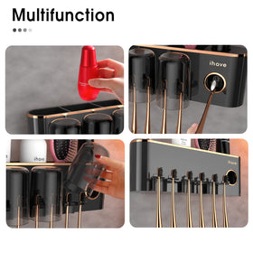 iHave large-capacity holder keeps toothpaste, brushes, and razors organized