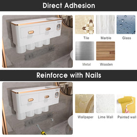 iHave modern white-gold design complements bathrooms while reducing countertop clutter.