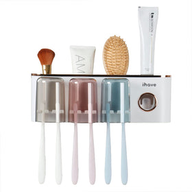 iHave compact bathroom accessories rack for toothpaste, razors, and grooming tools.