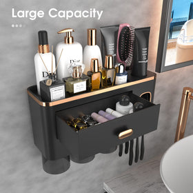 iHave 6-slot organizer keeps brushes, toothpaste, and accessories neatly arranged for shared bathrooms.