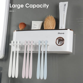 iHave three-cup toothbrush holder with upside-down cups for quick access.