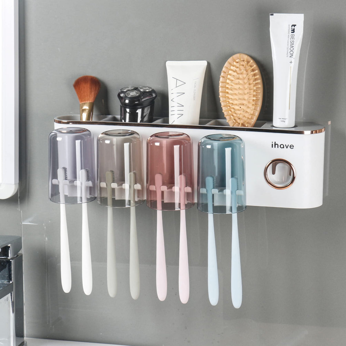 ihave toothbrush holder wall-mount keeps brushes organized and easily accessible.