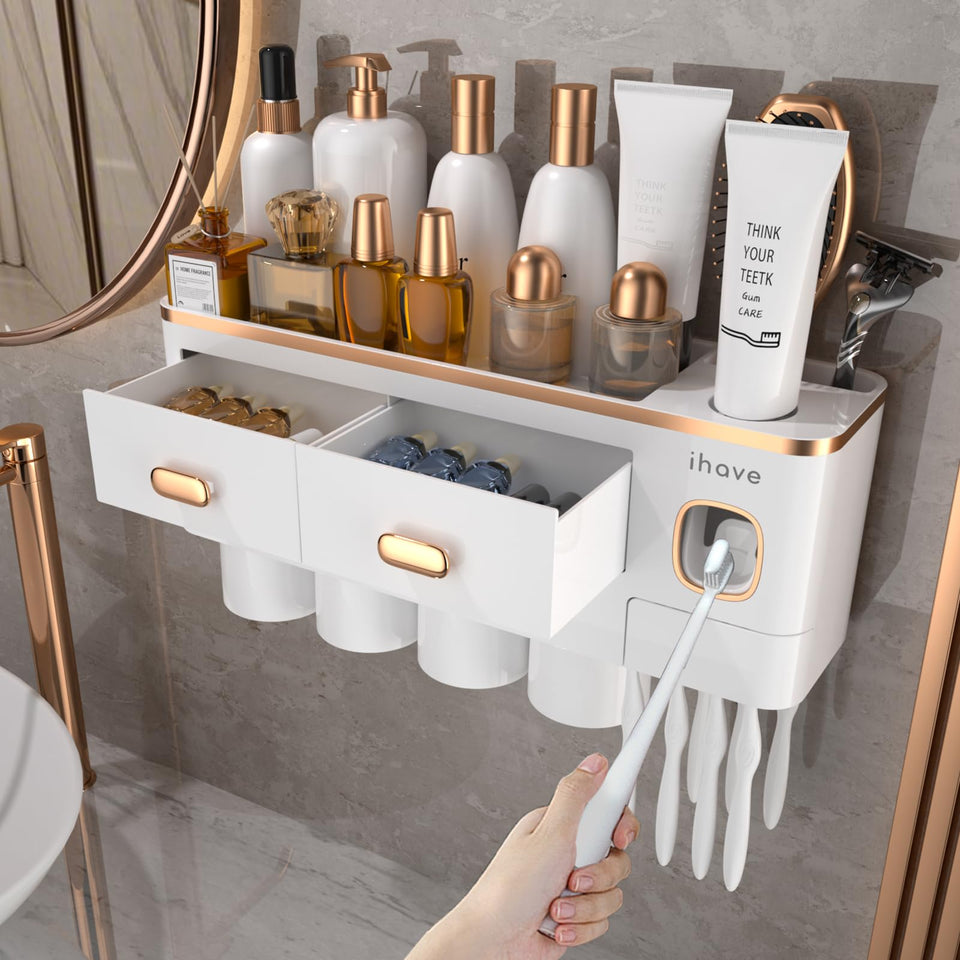 iHave toothbrush holder wall-mounted keeps toothbrushes neatly stored and accessible.