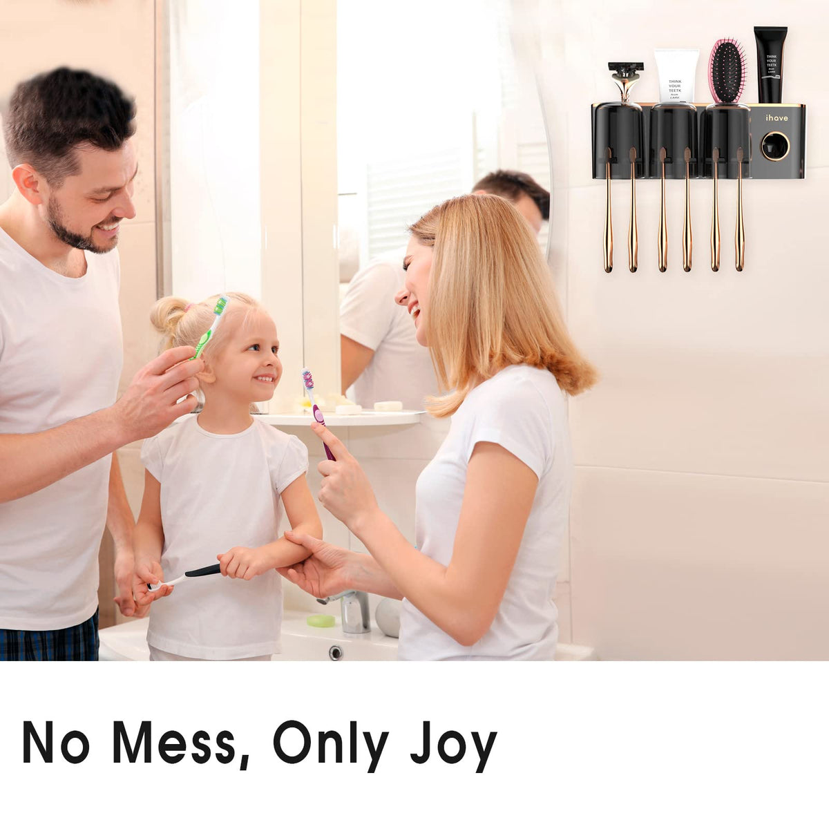 iHave 3-cups wall display offers accessible grooming essentials for guests