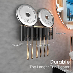 iHave sturdy wall mount resists humidity and supports daily grooming tools