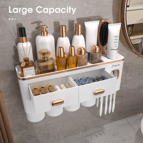 iHave toothpaste dispenser built-in offers convenient, waste-free dispensing for standard tubes.
