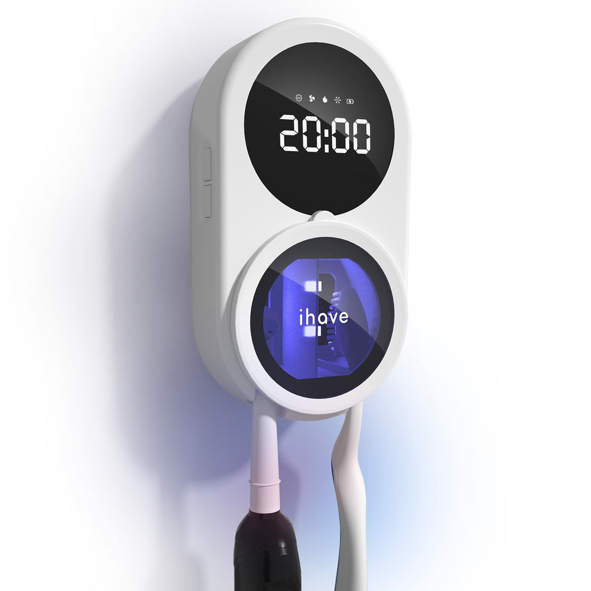 iHave two divided slots fit most manual or electric brushes.